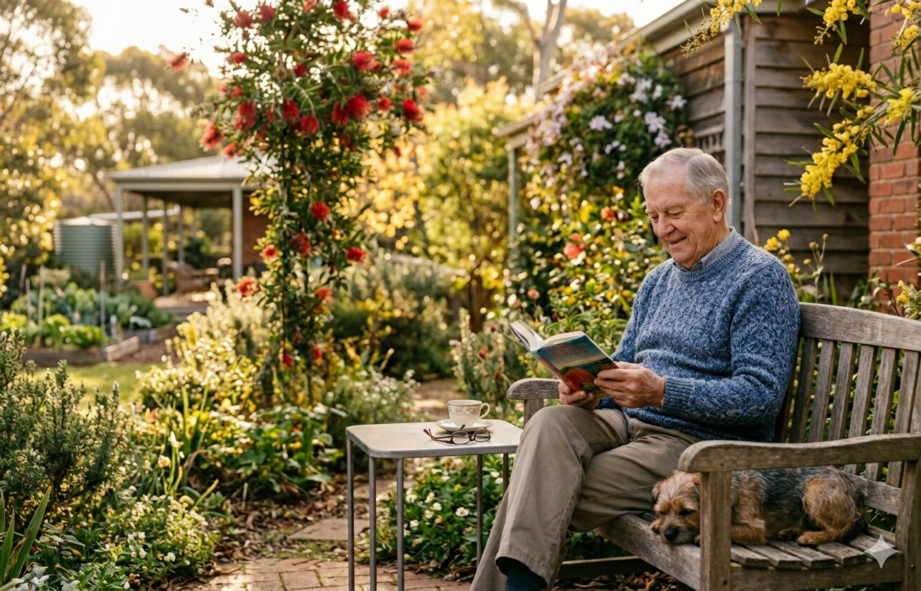 elderly Australian living safely at home with CareCob AI support