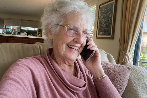 elderly woman on phone