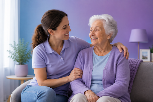 Caring Moments on a Sofa